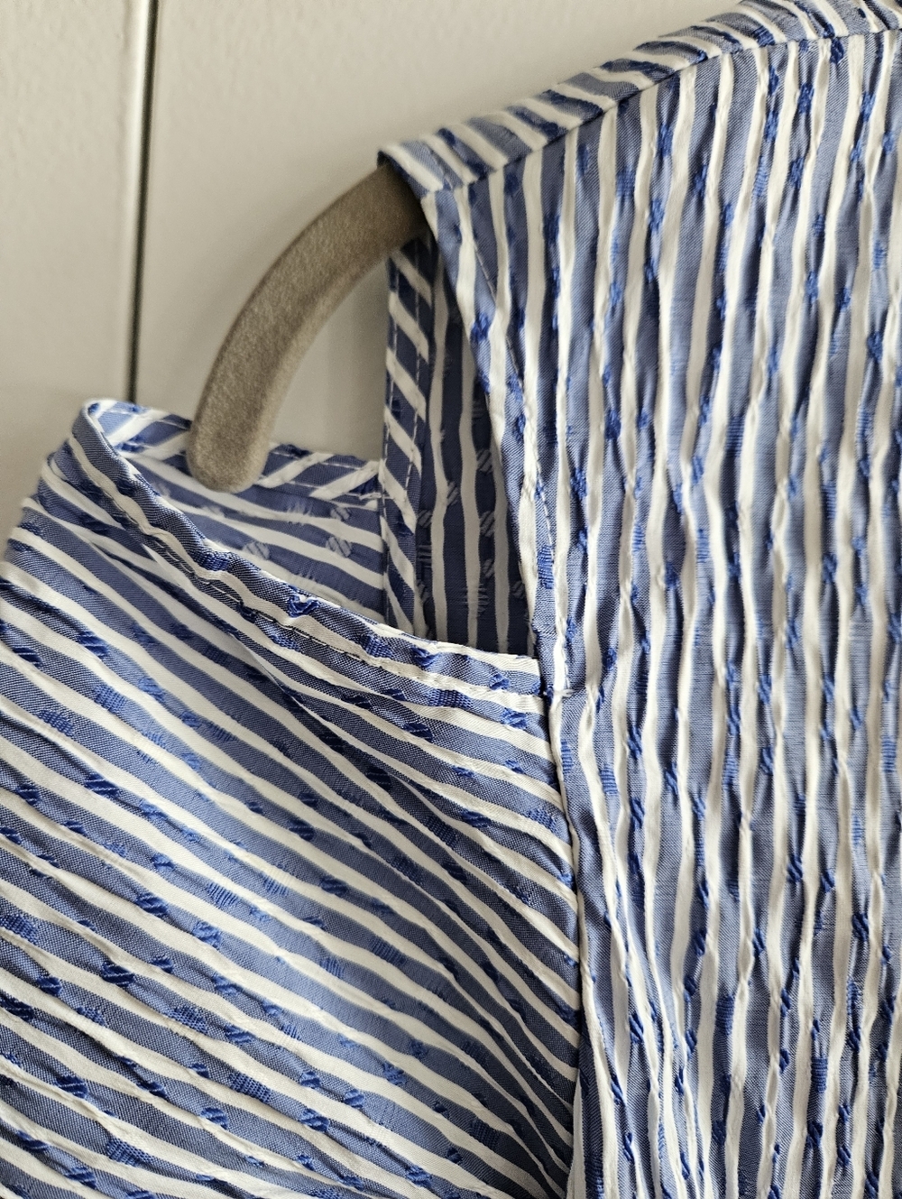 Rare Flagpole Size M Blue Striped One-Shoulder Cold-Shoulder Dress - Picture 4 of 7